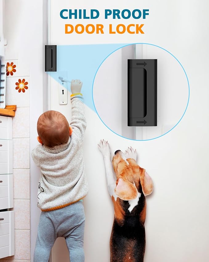 Home Security Door Lock Reinforcement - Door Locks for Kids Safety Child Proof Lock for Front Door Child Safety Lock Add Extra Withstands 800 lbs Deadbolt Door Latch to Guard Patio Apartment