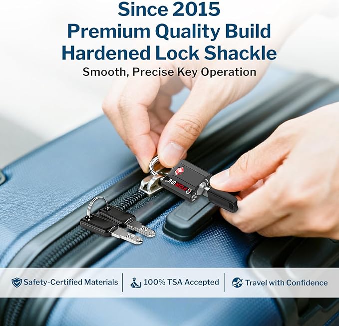 Forge 1'' Wide 1.8'' Tall, TSA Approved Luggage Locks: Key Locks for Travel. Ultra Secure Dimple Key Travel Locks Alloy Body Luggage Locks. Black 2 Pack.
