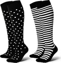 LEVSOX Cotton Compression Socks for Women&Men 20-30mmHg Knee High Cute Support Sock for Nurses Pregnancy Travel