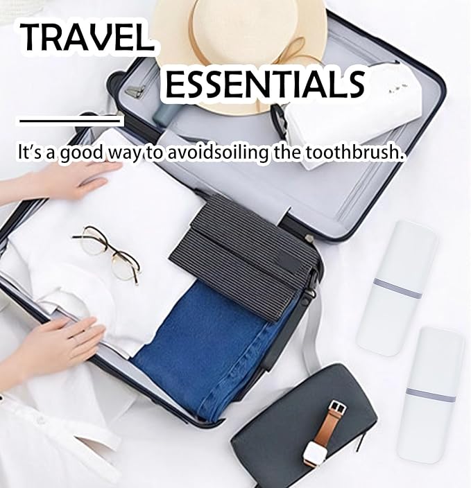 SietDESEO Toothbrush Travel Case Portable Travel Toothbrush Holder Toothbrush and Toothpaste Travel Case for Camping Business School Trip Home Toothbrush Travel Containers(White)