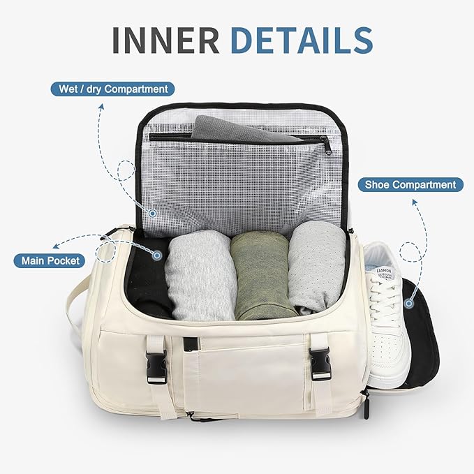 35L Travel Backpack 17" Laptop Backpack W/USB-C Port, Expandable Carry-On Bag, TSA Flight Approved Water-Resistant for Business College, White