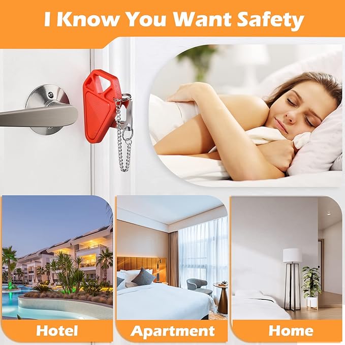 Portable Door Lock Travel Door Locks for Hotel Rooms Apartment Locks Home Security Defender Door Lock Latch Extra Door Locker from Inside Safety Door Locks for Travelers Portable Lock for Door