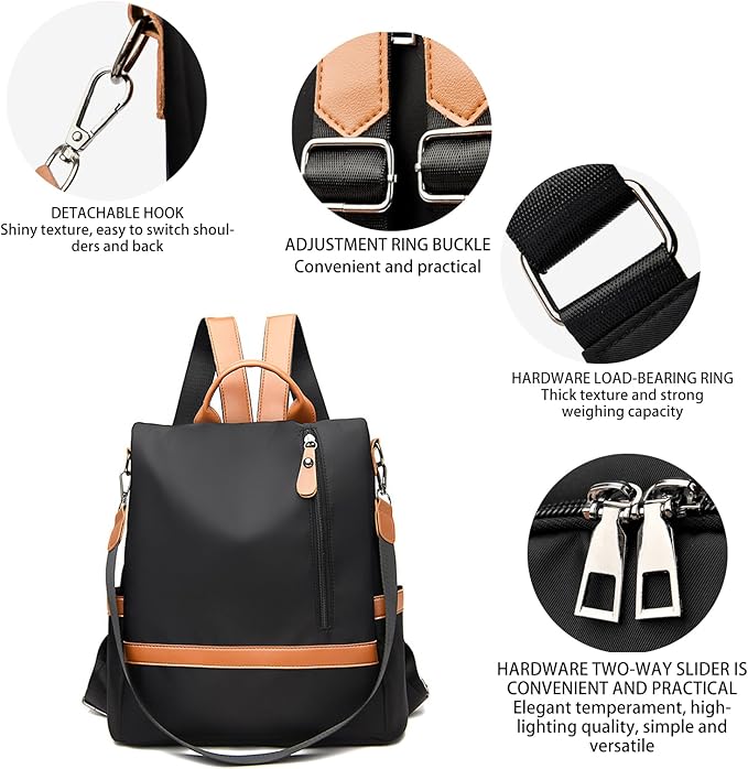 Backpack Purse for Women, Anti Theft Backpack Fashion Backpack Purse, Womens Backpack Purses Cute Backpack, Travel Backpacks Satchel Handbags Ladies Shoulder Bags Multi Purpose Design (Black)