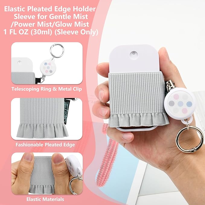 Beautyflier 4pcs Elastic Holder Sleeve for Touchland Power Mist Hand Sanitizer Spray, Cute Hand Sanitizer Holder for Gentle Mist, Glow Mist and Power Mist 1FL OZ, Best Gift for All Ages