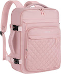 MOSISO Travel Backpack for Women Men, 15-15.6 inch Rhombus Quilted Laptop Backpack Flight Approved with Packing Cubes, 16 inch Carry on Daypack with USB Port for College Work Business, Pink