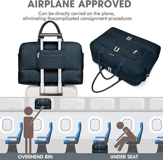 Travel Duffel Bags for Women with Shoe Compartment, Weekender Overnight Bag with Wet Pocket & Toiletry Bag, Carry On Personal Item Bag, Travel Tote Gym Bag, Hospital Bags for Labor and Delivery