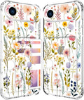 Compatible with iPhone 17 Air Case Card Holder for Women Cute Design,Wallet Phone Cases Transparent Cool Kawaii Protective (Clear Watercolor Floral)