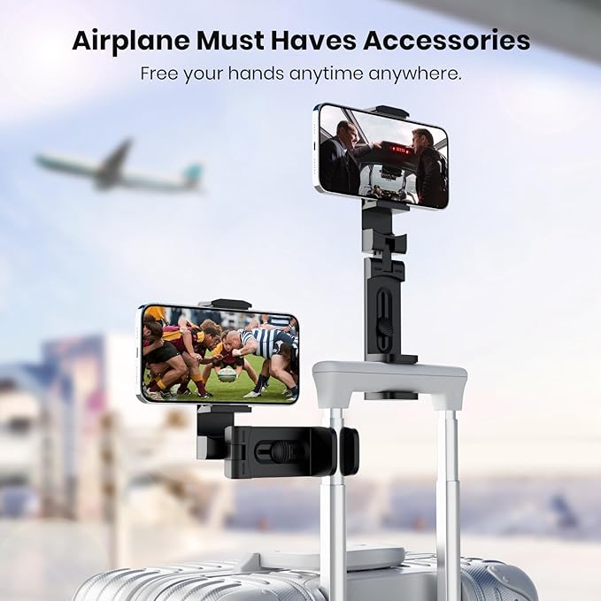 2 PCs Universal Airplane Phone Holder - Klearlook 360° Rotating Airplane Phone Mount for Travel, Desk & Flight | Handsfree Adjustable Phone Stand | Travel Essentials Accessories