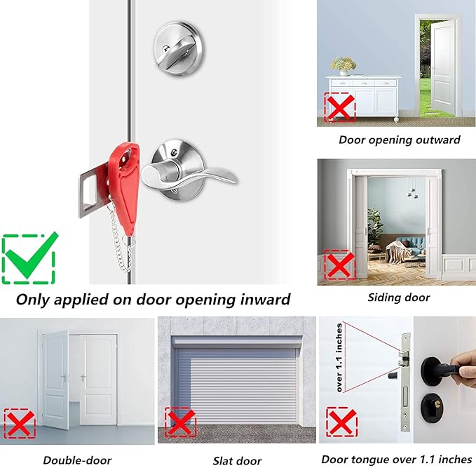 2 Pack Portable Door Lock Home Security Door Lock Travel Lockdown Locks for Additional Safety and Privacy Perfect for Traveling Hotel Home Apartment College 2024 New Model