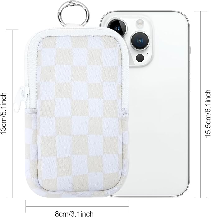 Hand Sanitizer Spray Case,Compatible with Popular Sanitizers,Zipper Pouch for Hand Sanitizer,Cute Fashion Accessories with Snap Hook for Glow Mist and Power Mist 1FL OZ,Suitable for Outdoor(Checkered)