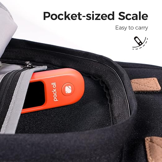 pack all 110 Lbs Luggage Scale, Digital Handheld Baggage Scale, Travel Suitcase Weight Scale with LCD Display, Battery Included, Orange