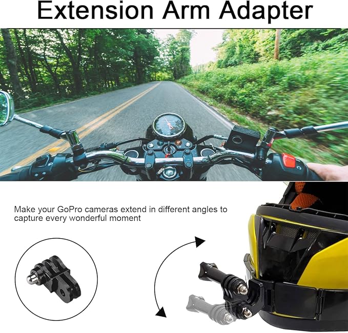 Helmet Chin Mount for GoPro, Adhesive Chin Mount Fit for Full Face Motorcycle Helmet, Immersive POV Recording, Compatible With GoPro Hero 13 12 11 10 9 8 Camera, Helmets Accessories Gear For Man Women
