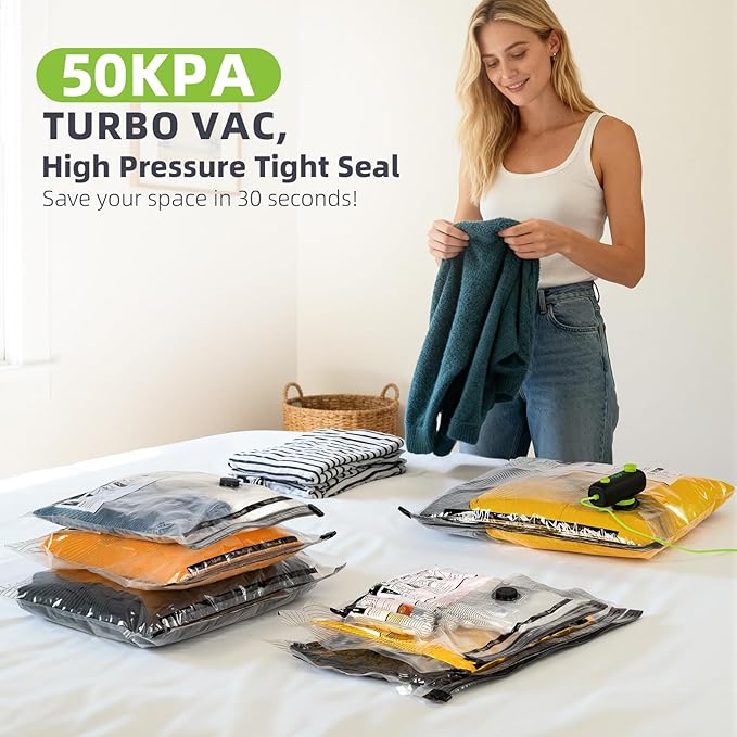 Vacuum Bags for Travel - USB Electric Pump, 18 Pack Carry-on Size Vacuum Seal Bags for Clothing - Space Saver Vacuum Storage Bags for Luggage, Travel Essentials.