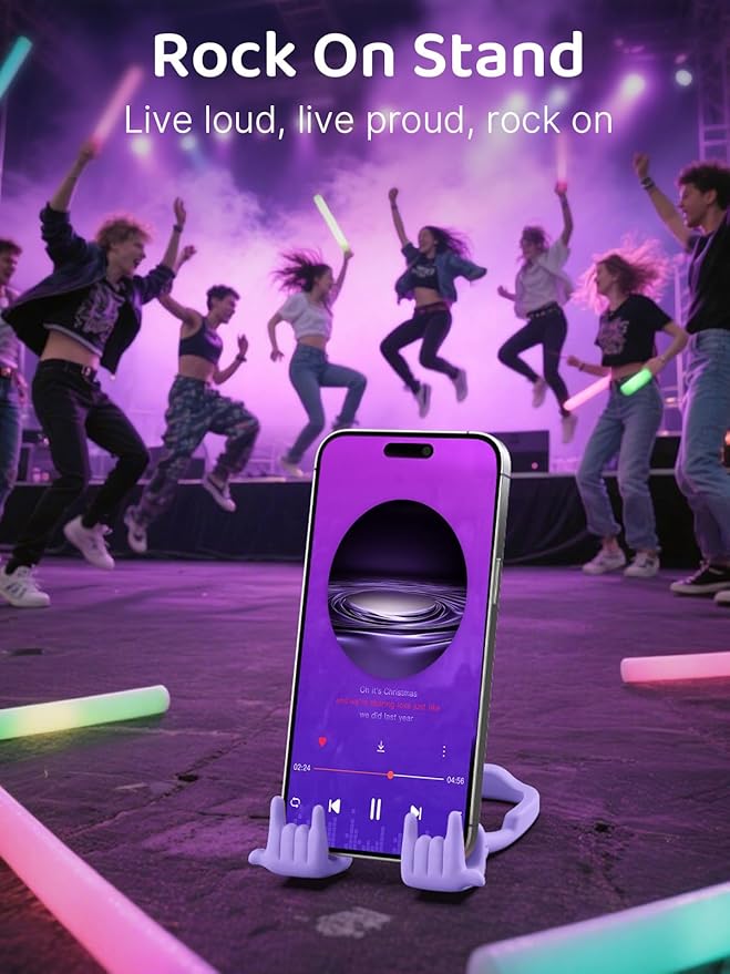 Stocking Stuffers for Teen Boys Girls Gifts Cell Phone Stand Upgrade Adjustable Rock on Lazy Phone Stand for Desk Cool Funny Gadget Gifts for Christmas Adult Men Women Wife 2Pack Purple Green