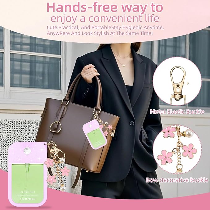 Silicone Case Compatible with Touchland Hand Sanitizer Spray Mist 1 oz with Flower keychain
