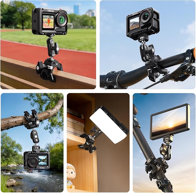ULANZI CO78 Super Clamp Kit w Magic Arm, for Action Cam – 1/4" & ARRI Locating Pins + Cold Shoe Mount, 3-Jaw & Dual Ball Head Designed for Flexible, Low & High Angle Shot, Load Capacity Within 1kg