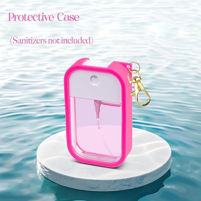 Silicone Case Compatible with Touchland Hand Sanitizer Spray, Protective Case with Keychain for Power Mist and Glow Mist 1 fl oz, Hand Sanitizer Spray Accessory (Colourful 1, 3 Pack)