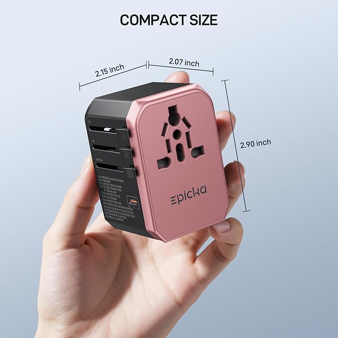 EPICKA Universal Travel Adapter GaN 45W, European Travel Plug Adapter with PD&QC Fast Charging(2 USB-A & 3 USB-C Ports) - Worldwide Travel Essentials, International Power Adapter for UK/US/AU