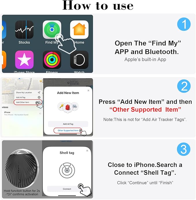 Air Tracker Tag, Smart Tag Bluetooth Tracker Works with Apple Find My (iOS Only), IP68 Waterproof, Replaceable Battery, Key Finder and Item Locator for Keys, Bags, Luggage, Wallet, etc