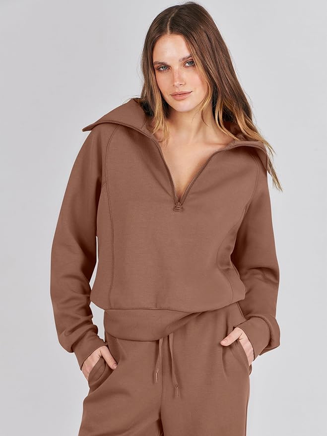 ANRABESS Women 2 Piece Outfits 2025 Fall Fashion Airport Wide Leg Pants Lounge Set Leisure Travel Vacation Clothes Sweatsuits