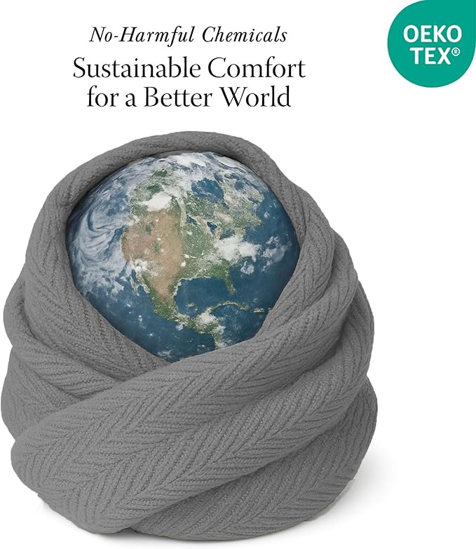 Threadmill Luxury Cotton Blankets for Twin Size Bed | All-Season 100% Cotton Twin Blanket for Bed | Herringbone Soft & Cozy Fall Thermal Blanket, 350GSM, 68x92 inches | Dark Grey