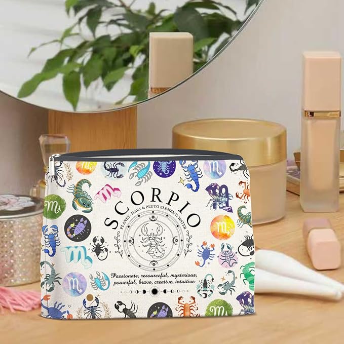 LyoGao Scorpio Gifts for Women, Scorpio Zodiac Makeup Bag, Scorpio Birthday Gifts for Women Astrology Lovers