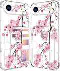 Compatible with iPhone 17 Air Case Card Holder for Women Cute Design,Wallet Phone Cases Transparent Cool Kawaii Protective (Clear Sakura Peach Cherry)