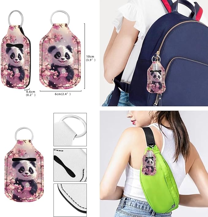 Suobstales 3Pcs Travel Bottles Keychain Holder Set,Travel Bottle Sleeves+Neoprene Chapstick Holders+Lanyard Keychain