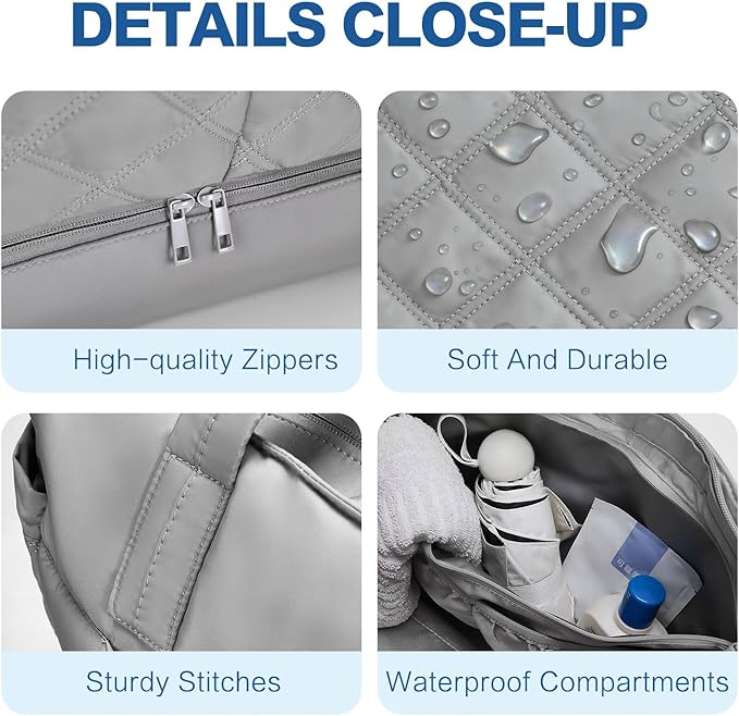 Large 2PCS Nylon Duffle Bag for Travel Weekender Overnight Hospital Gym Bag for Men & Women, Carry On Airline Approved Personal Item Duffel Garment Bag Luggage with Shoe Compartment & Packing Cube