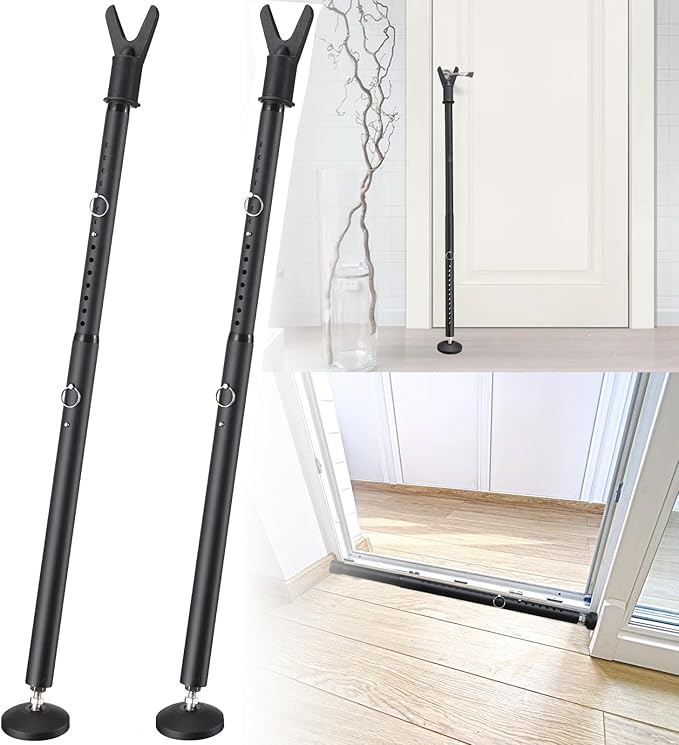 2 Pack Sliding Door Security bar,Heavy Duty Portable Door Lock,2-in-1 Adjustable Sliding Door Lock Bar,Door Barricade Security Bars for Window,Stop, Front Door, Patio Door, Apartment
