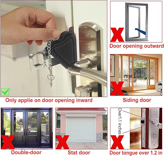 MBBEST Door Stop Alarm & Hotel Door Lock,Dual Protection Security Door Kit,Door Security Devices Pocket Door Stopper Self Defensey Tools for Hotel Travel Home Apartment House