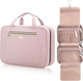 Hanging Toiletry Bag for Women Travel, 2 Sizes Large & Small Waterproof Cosmetic Organizer with 4 Compartments, Rotating Hook, Foldable Pink Travel Bag for Toiletries & Makeup - Large Pink