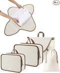 BAGSMART Garment Folder Packing Cubes for Travel, 4 Set Lightweight Travel Cubes for Wrinkle Free, Durable Suitcase Organizers Bag Set for Travel Essentials White Opal