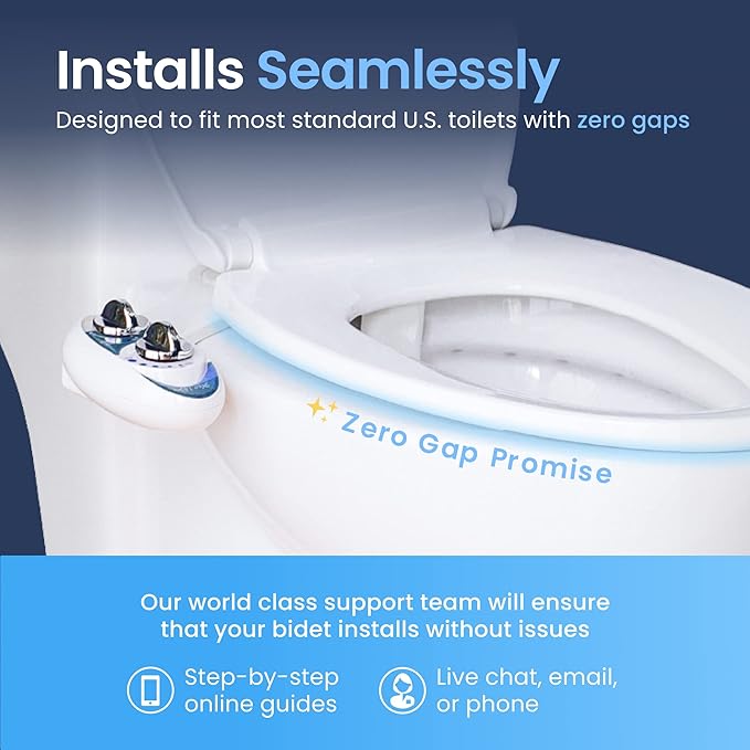 LUXE Bidet NEO 185 - Dual Nozzle, Self-Cleaning, Non-Electric Bidet Attachment for Toilet Seat, Adjustable Water Pressure, Rear & Feminine Wash (Rose Gold)
