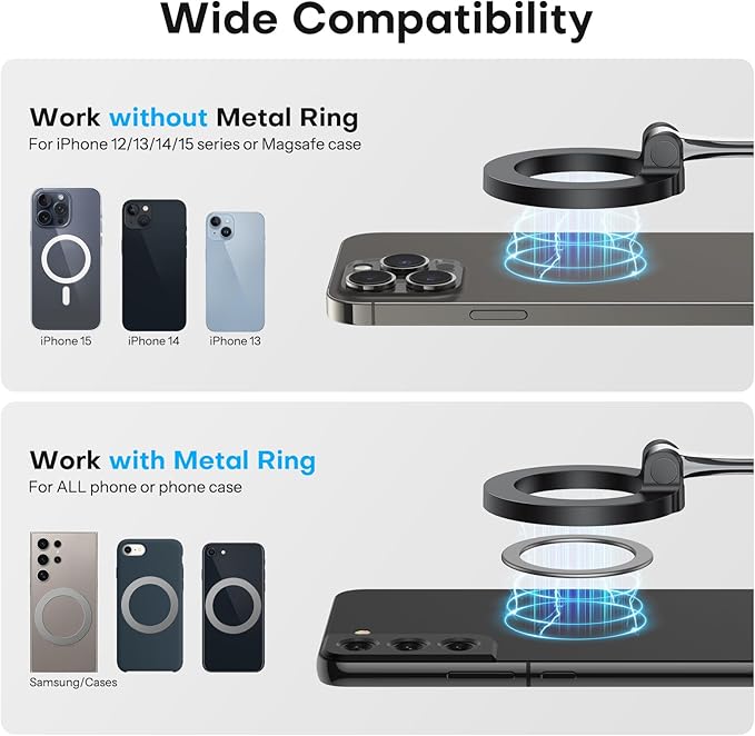 OMOTON 360°Rotating Magnetic Airplane Phone Holder Mount, for Magsafe Airplane Travel Essentials Accessories, Adjustable Foldable Universal Handsfree Phone Stand for iPhone 17 16 15 14 Pro Max Air