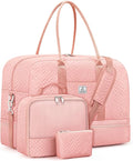 Weekender Bag for Women, Large Overnight Bag Canvas Travel Duffel Bag Carry On Tote with Shoe Compartment 21" 3Pcs Set