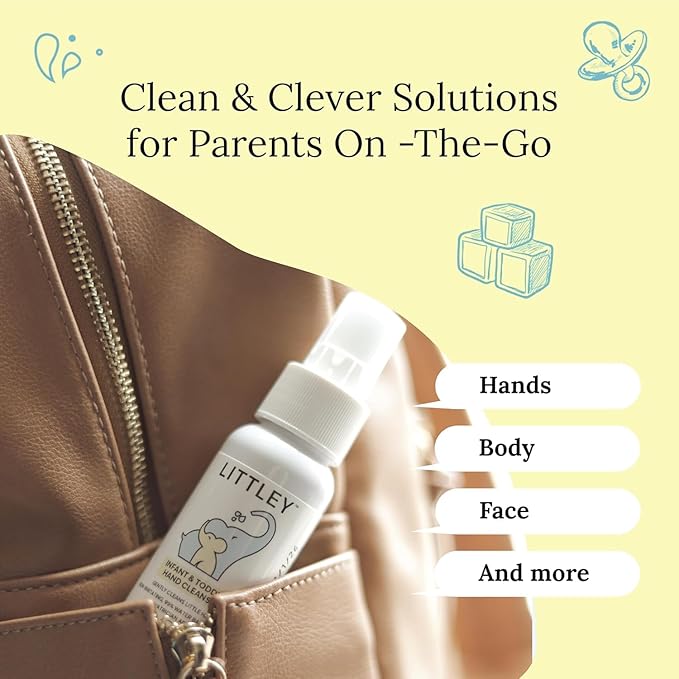 Littley Infant & Toddler Hand Cleanser | Alcohol-Free HOCl Spray for Delicate Skin | Fragrance-Free Formula | Gentle & Convenient Hand Mist | Portable Travel Size | 2 oz