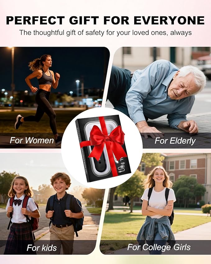 Personal Safety Alarm for Women - Waterproof Rechargeable Security Alarm - 140dB Extra Loud Siren with SOS Strobe Light - Self Defense Keychain for Women Girls Teens Seniors(Black)