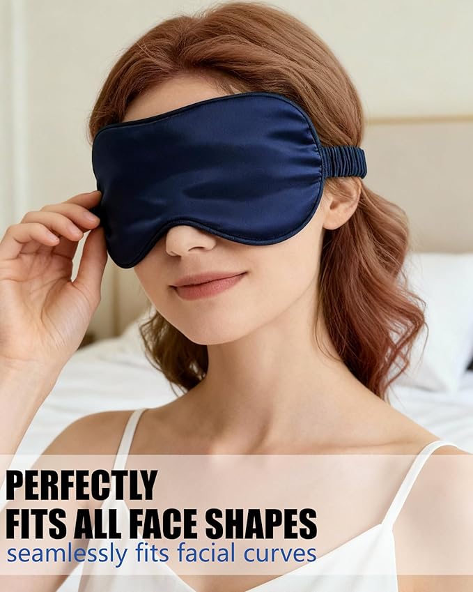 Pack of 2 Sleep Masks for Men and Women, Light Blocking Sleeping Mask with Adjustable Strap, Comfortable Soft Blindfold Ideal for Travel, Aeroplane Nap