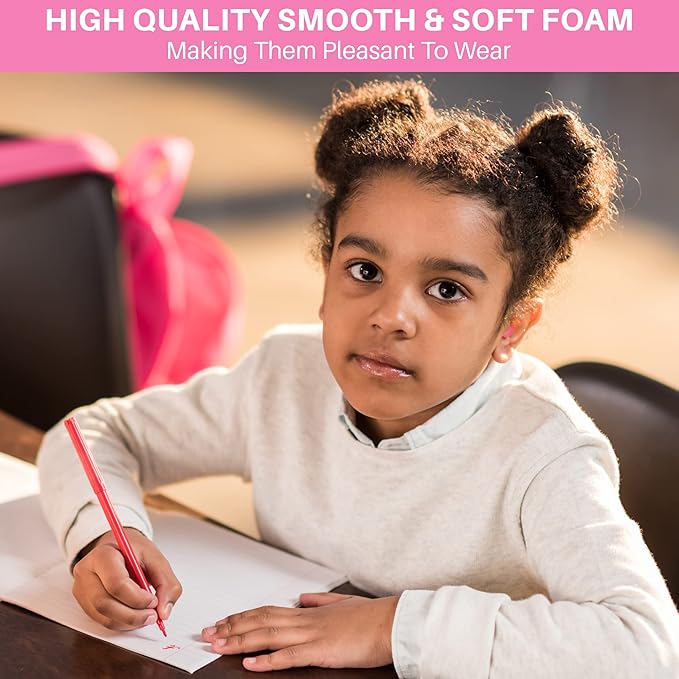 Quality Pink Foam Earplugs 100 Pair - 30dB for Small Ear Canal Side Sleepers - Soft Ear Plugs for Kids Women Children Sleeping Snoring Music Work - Noise Cancelling, Individually Wrapped & Disposable
