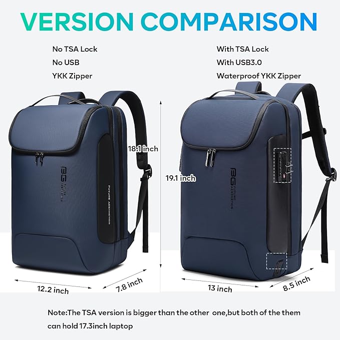 BANGE Laptop Backpack for 17.3Inch Notebook,Waterproof Travel Backpacks,High Tech Backpack with Water Bottle, Business Backpacks for Men and Women