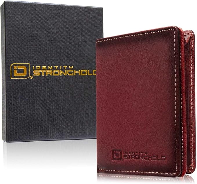 ID Stronghold Waltlet - RFID Blocking Bifold Wallet for Men with Magnetic Clasp - Red