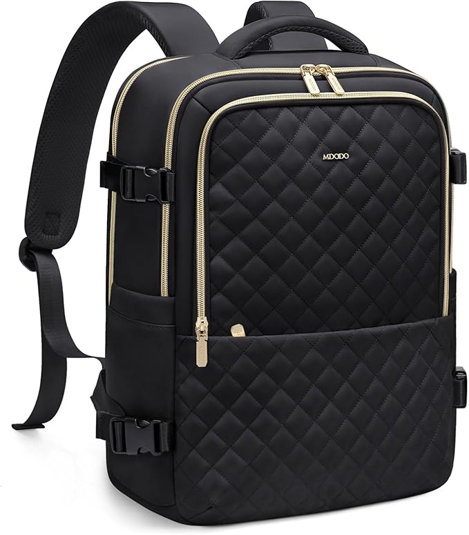 MDODO Travel Backpack for Women Men - Large Carry On Luggage Laptop Backpack Lightweight Daypack Waterproof Causal Bookbag Computer Backpack for College,Travel,Work,Fits 15.6Inch, 36L, Black