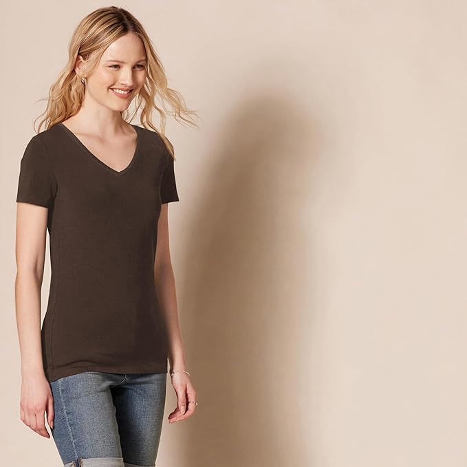 Amazon Essentials Women's Regular-Fit Short-Sleeve T-Shirt (Crewneck and V-Neck Options), Multipacks