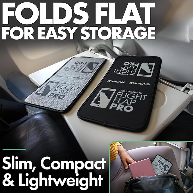 Flight Flap Airplane Phone Holder, Flexible Cell Phone Holder, Folding Cellphone Stand for Desk, Bed, Office, Treadmill - Airplane Gadgets for Long Travel Accessories - Plane Essentials (Pro)