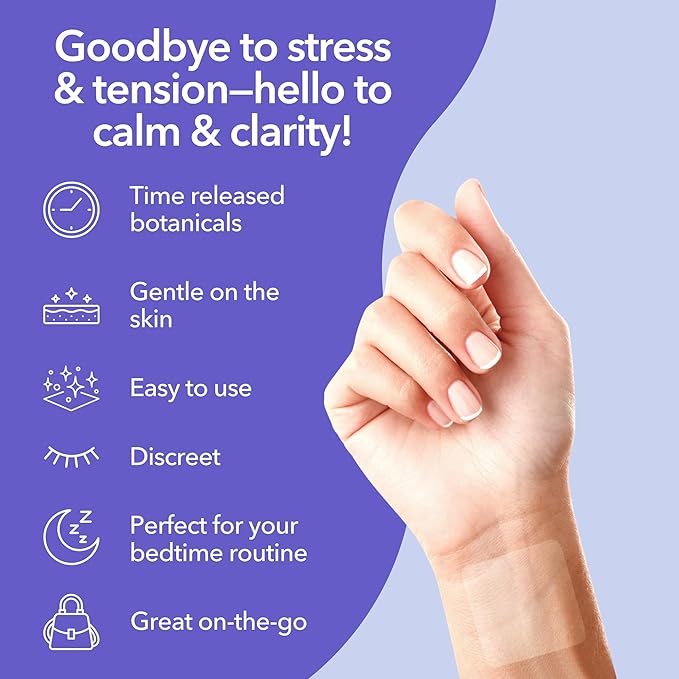 Laki Naturals Relax Patch (1 Count, Pack of 8) | Natural Plant-Based Ingredients for Stress and Worry | Calming Formula for Better Sleep