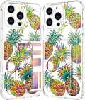 Compatible with iPhone 16 Pro Case Card Holder for Women Cute Design,Wallet Phone Cases Transparent Cool Kawaii Protective (Clear Pineapple Fruit Tropical)