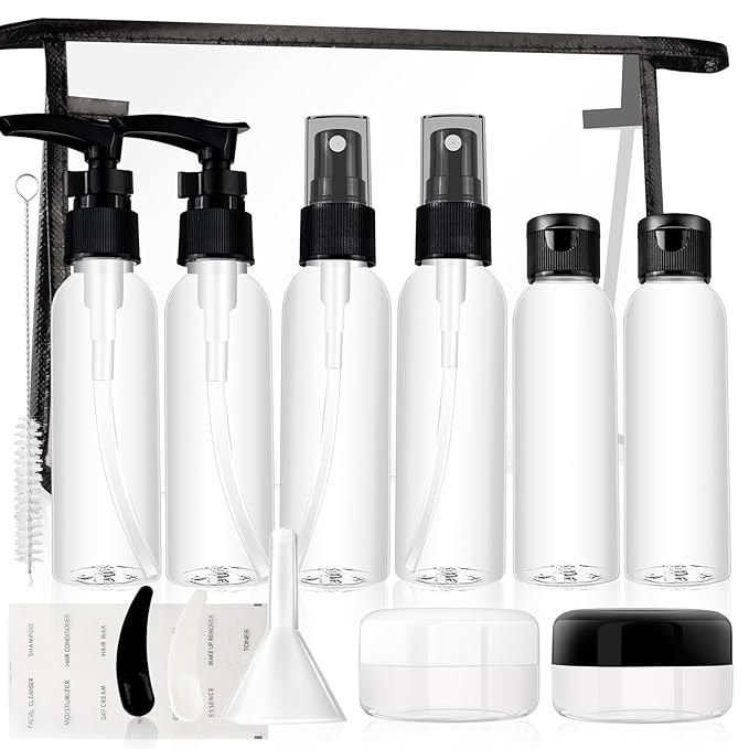Travel Bottles For Toiletries, TSA Approved 13Pcs Leak Proof Travel Bottles Set, High Transparency Plastic Travel Containers With Toiletries Bag For Cosmetics Shampoo Lotion Cream