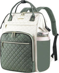 EMPSIGN 17 Inch Laptop Backpack for Women, Work Business Travel Computer College Bags, Large Capacity Water-repellent Quilted Casual Daypack, Beige-Army Green
