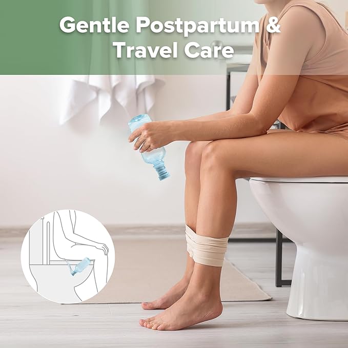 Haakaa Portable Bidet for Travel, Camping or Backpacking, Handheld Bidet for Women & Men, Postpartum Care & Recovery Sprayer for Moms, Fits Most Plastic Water Bottles (Ice Blue)